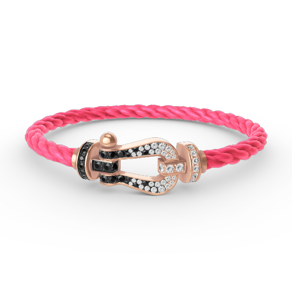 [Resenly Jewelry]FORCE LARGE HORSESHOE BLACK WHITE DIAMOND BRACELET ROSE GOLD
