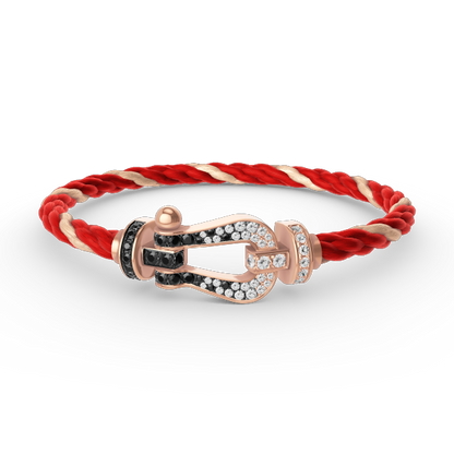 [Resenly Jewelry]FORCE LARGE HORSESHOE BLACK WHITE DIAMOND BRACELET ROSE GOLD