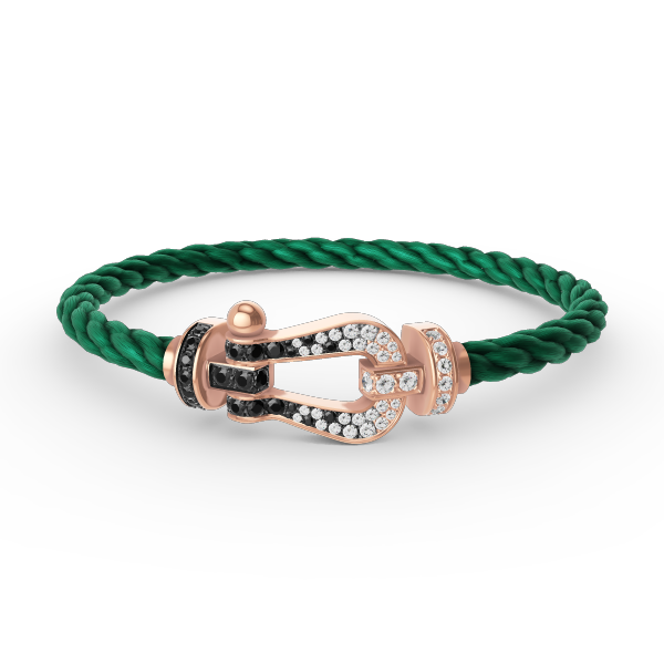 [Resenly Jewelry]FORCE LARGE HORSESHOE BLACK WHITE DIAMOND BRACELET ROSE GOLD