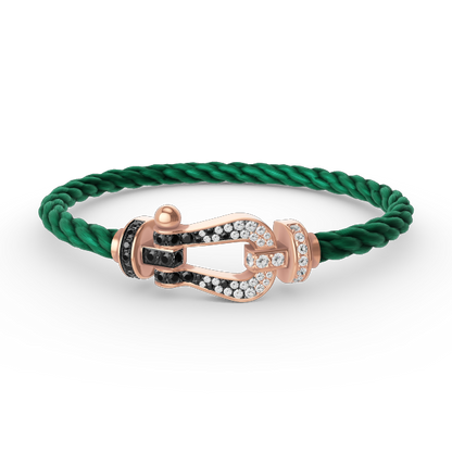 [Resenly Jewelry]FORCE LARGE HORSESHOE BLACK WHITE DIAMOND BRACELET ROSE GOLD