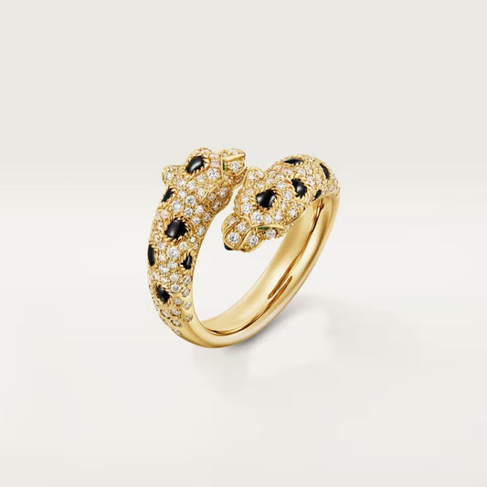 [Resenly Jewelry] パンテール ダブルヘッド フルダイヤモンド リング