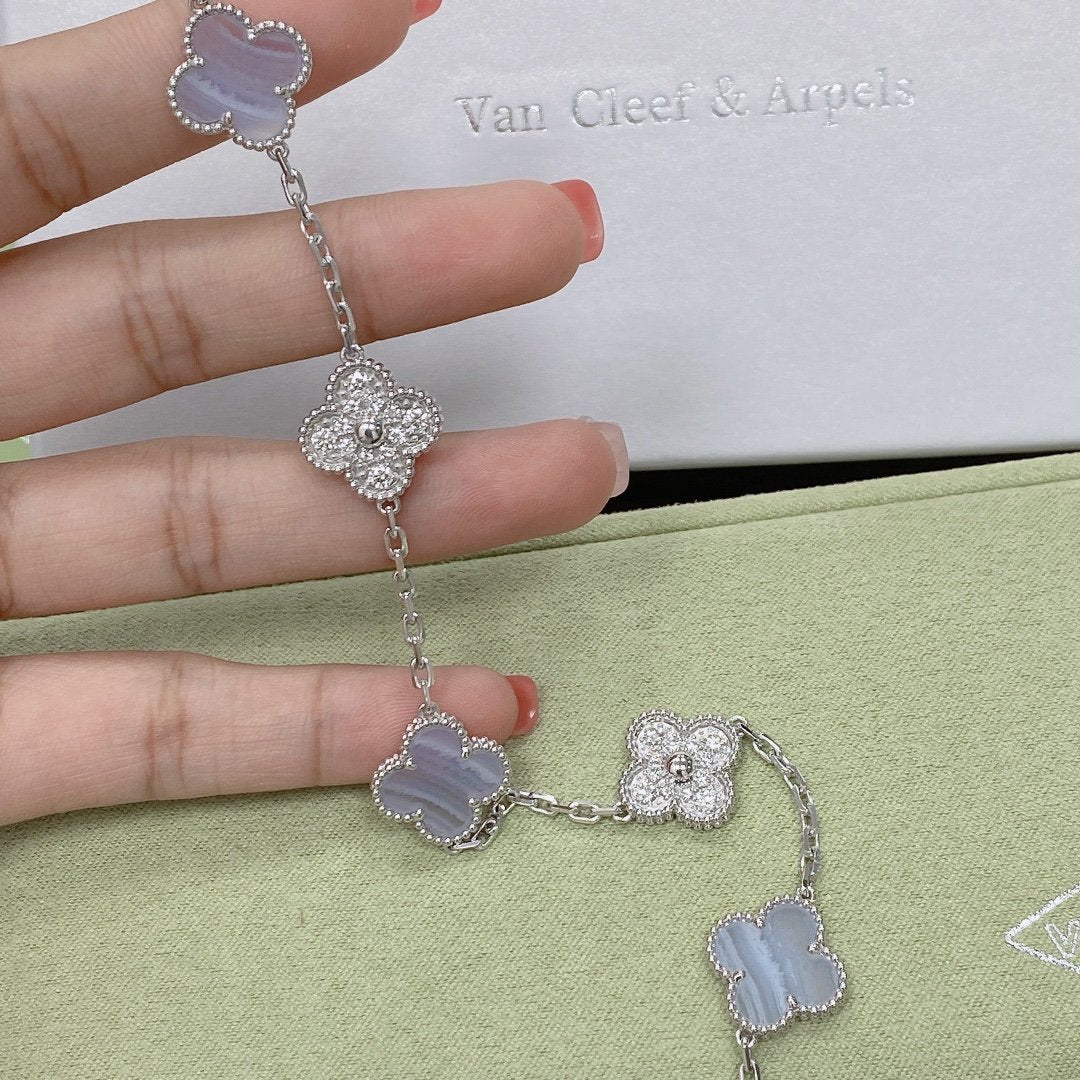[Resenly Jewelry] クローバー 5モチーフ パープルカルセドニー ブレスレット コレクション