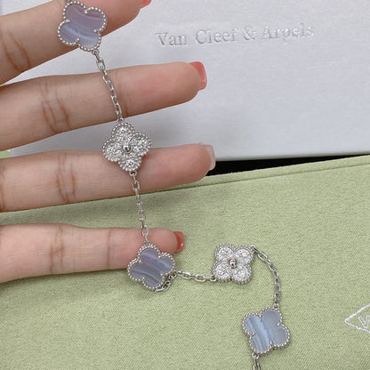 [Resenly Jewelry] クローバー 5モチーフ パープルカルセドニー ブレスレット コレクション