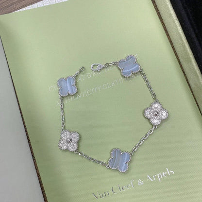 [Resenly Jewelry] クローバー 5モチーフ パープルカルセドニー ブレスレット コレクション