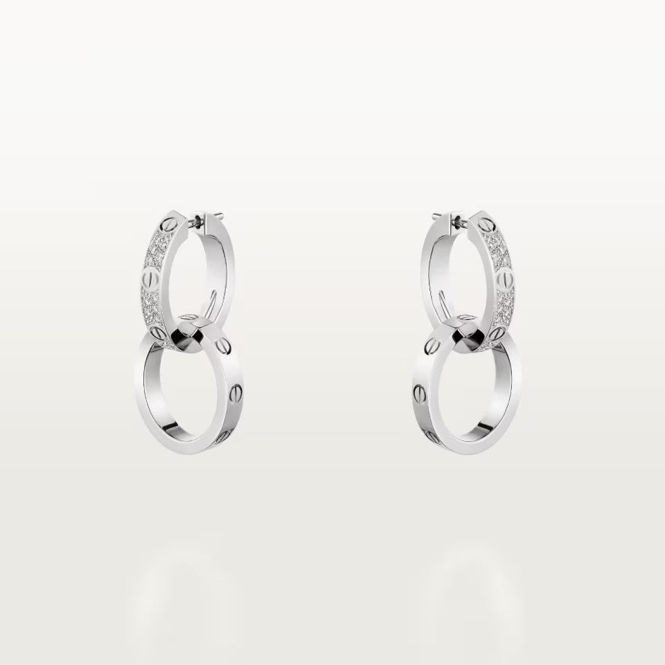 [Resenly Jewelry]LOVE 3.3MM DANGLE HALF DIAMOND EARRINGS