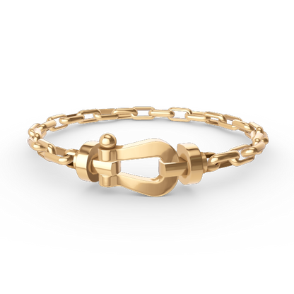 [Resenly Jewelry]FORCE LARGE HORSESHOE CLASP  METAL BRACELET