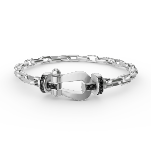 [Resenly Jewelry]FORCE LARGE HORSESHOE CLASP  METAL BRACELET