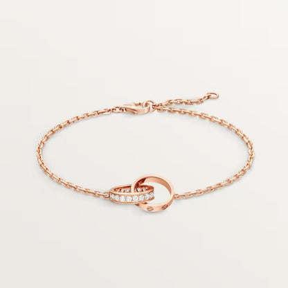[Resenly Jewelry]LOVE ダブルリング ハーフダイヤモンド ブレスレット