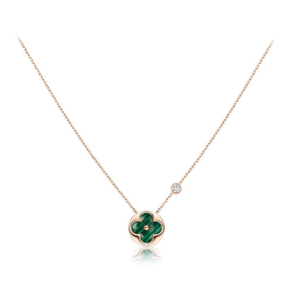 [Resenly Jewelry]SUN PEDANT PINK GOLD 1 DIAMOND NECKLACE