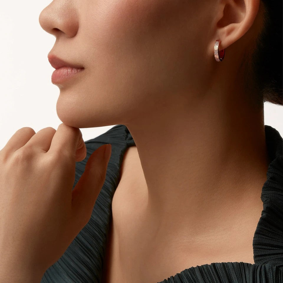 [Resenly Jewelry]LOVE 3.3MM DANGLE HALF DIAMOND EARRINGS