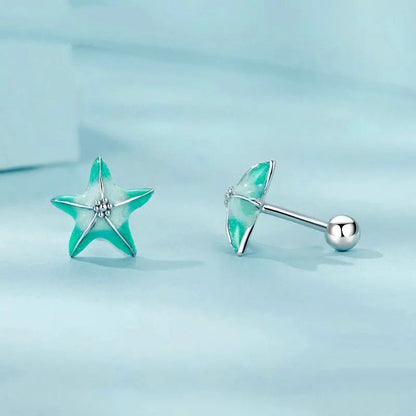 ブルースターフィッシュスタッドピアス プラチナ仕上げ シンプルピアス
