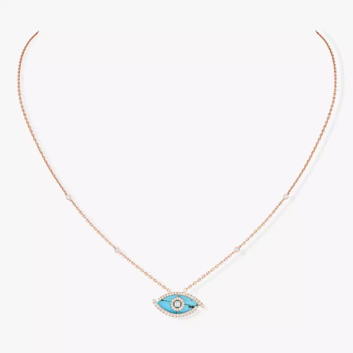 [Resenly Jewelry]Lucky Eye Diamond Necklace in  Gold and Turquoise