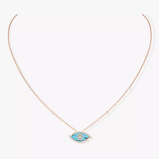 [Resenly Jewelry]Lucky Eye Diamond Necklace in  Gold and Turquoise
