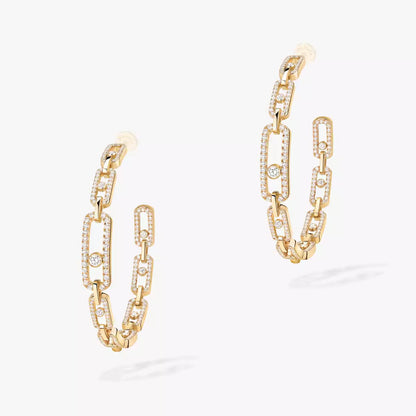 [Resenly Jewelry]Move Link Diamond Hoop Earrings