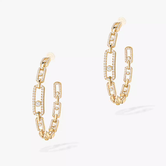 [Resenly Jewelry]Move Link Diamond Hoop Earrings