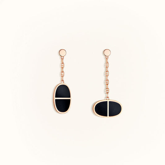 [Resenly Jewelry]CHAINE VERSO ブラックセラミックピアス