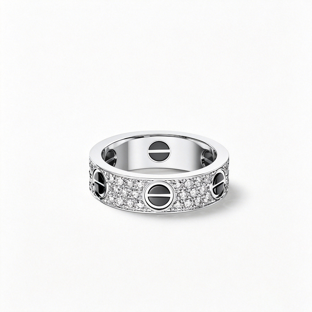 [Resenly Jewelry]LOVE RING 5.5MM DIAMONDS PAVED CERAMIC