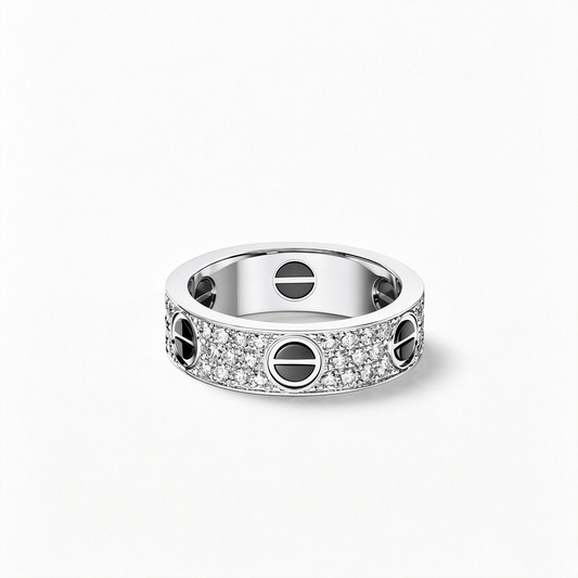 [Resenly Jewelry] ラブリング 5.5MM ダイヤモンド パヴェ セラミック