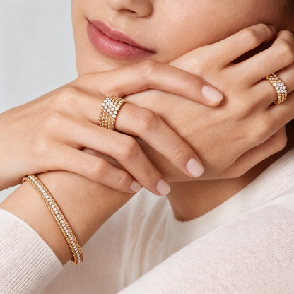 [Resenly Jewelry] THREE-ROW DIAMOND RING
