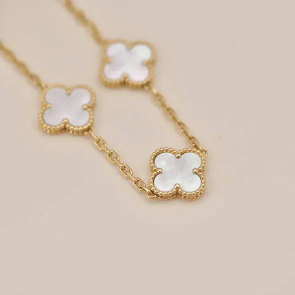[Resenly Jewelry]CLOVER WHITE PEARL MOP 5 MOTIF BRACELET COLLECTION
