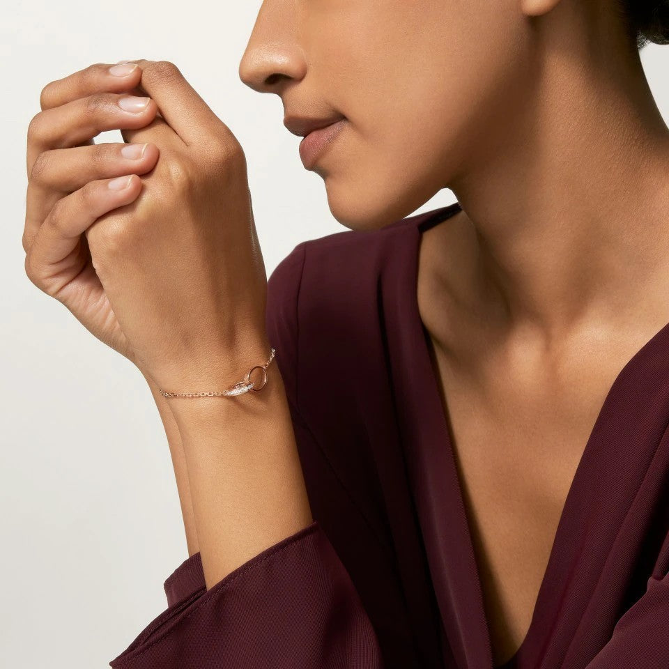 [Resenly Jewelry]LOVE ダブルリング ハーフダイヤモンド ブレスレット
