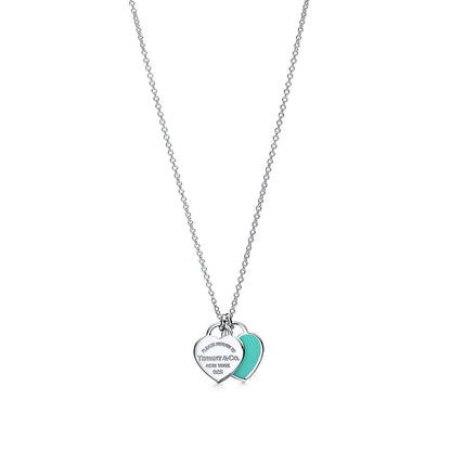 [Resenly Jewelry]ダブルハートタグペンダント シルバーミニネックレス