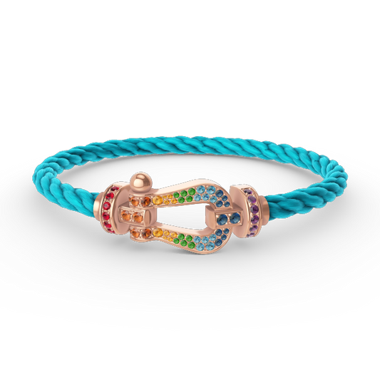 [Resenly Jewelry]FORCE LARGE HORSESHOE  COLORED DIAMOND BRACELET ROSE GOLD