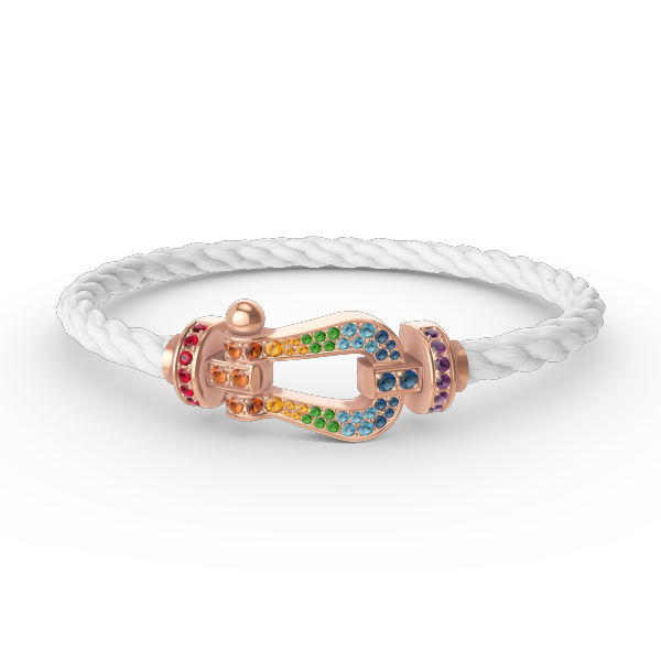 [Resenly Jewelry]FORCE LARGE HORSESHOE  COLORED DIAMOND BRACELET ROSE GOLD
