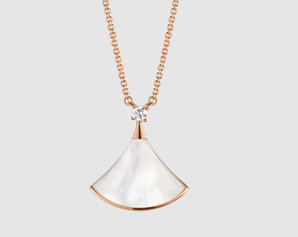 [Resenly Jewelry]DREAM NECKLACE WHITE MOP PINK GOLD 1 DIAMOND