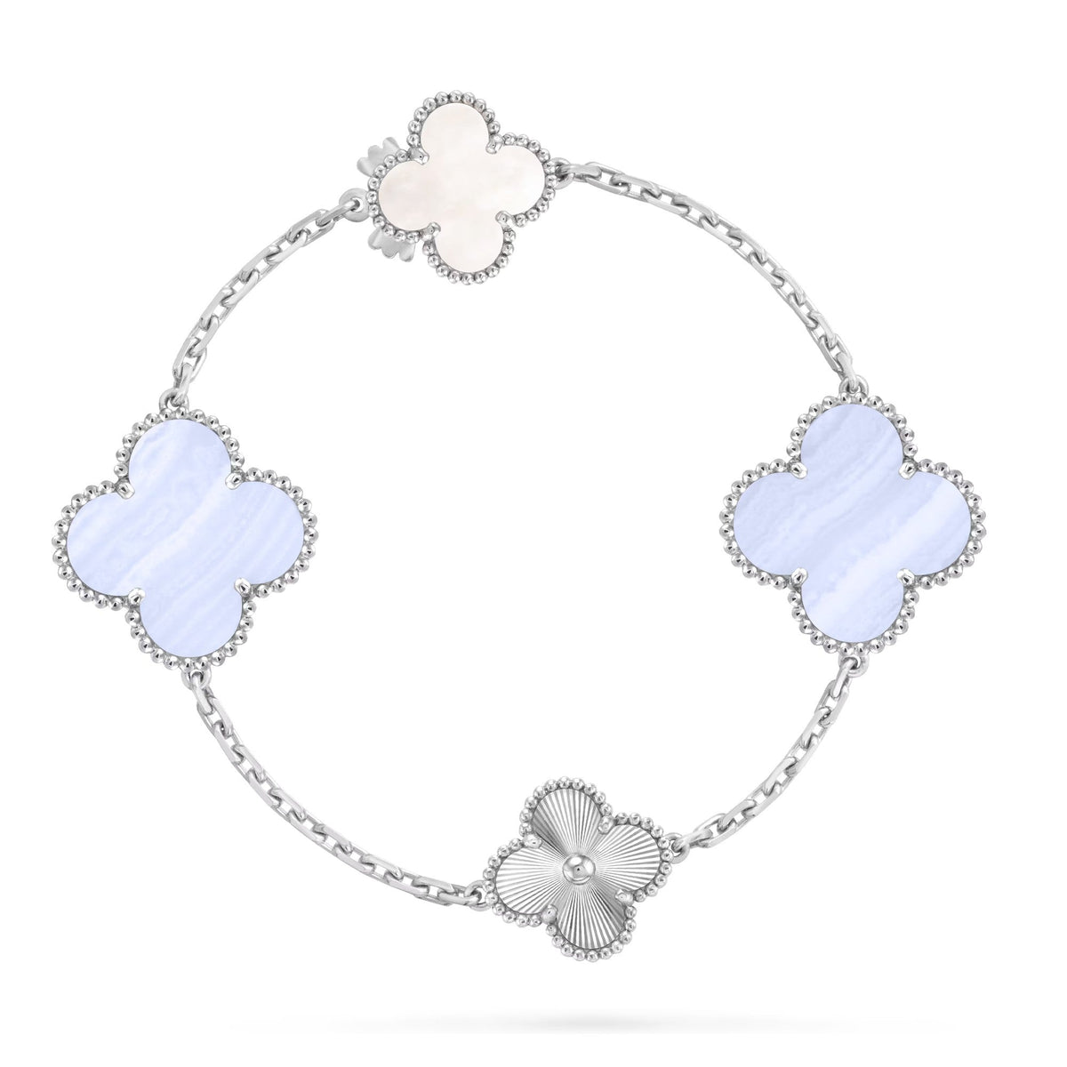 [Resenly Jewelry]DETACHABLE CLOVER 15(11+4) FLOWER SILVER NECKLACE SET
