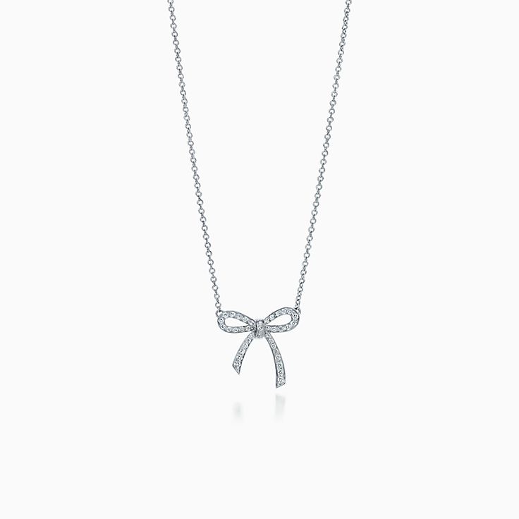 [Resenly Jewelry] リボンネックレス ボウペンダント ダイヤモンドチャームチェーン