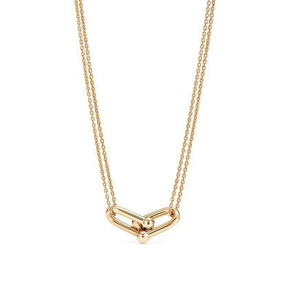 [Resenly Jewelry]ハードウェア ゴールド ダブルリンク ネックレス