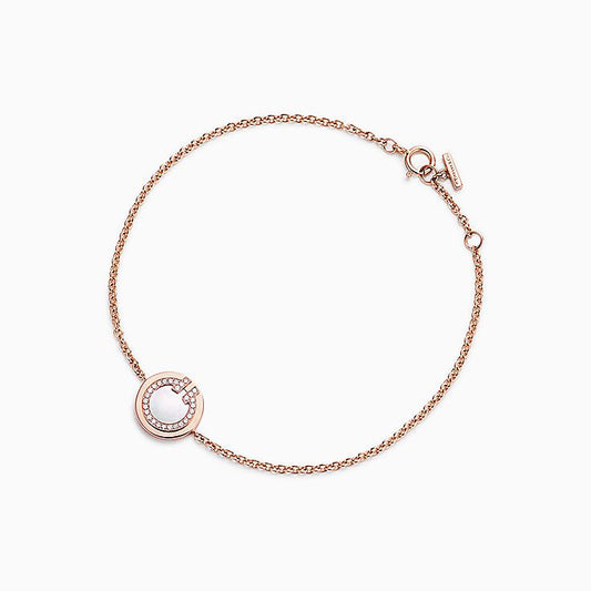 [Resenly Jewelry]DIAMOND CIRCLE PINK GOLD BRACELET
