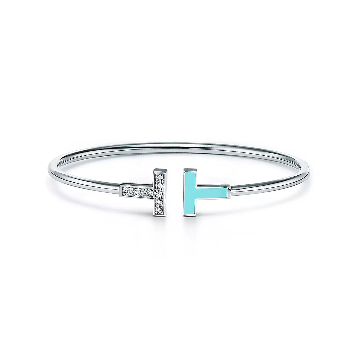 [Resenly Jewelry] Tブレスレット 1.8mm ターコイズ ダイヤモンド シルバー