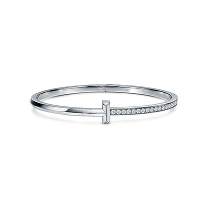 [Resenly Jewelry]NARROW T1 HINGED BANGLE DIAMOND SILVER
