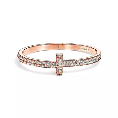 [Resenly Jewelry]T1 WIDE HINGED BANGLE DIAMOND PAVED BRACELET