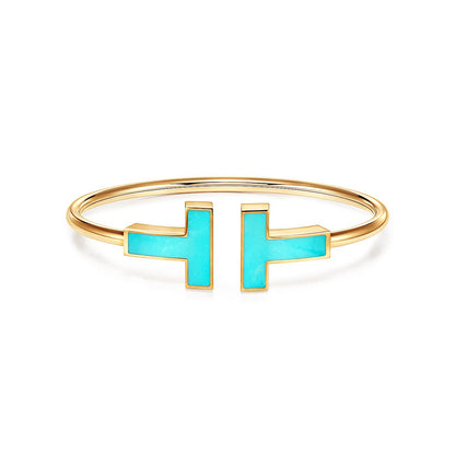 [Resenly Jewelry]T WIDE TURQUOISE OPEN BRACELET