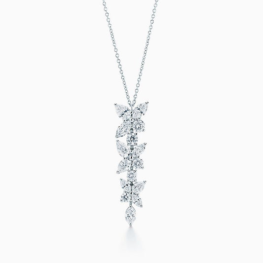 [Resenly Jewelry]MIXED CLUSTER DIAMOND DROP PENDANT