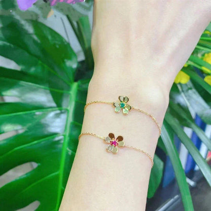[Resenly Jewelry]FRIVOLE GOLD FLOWER PINK MALACHITE BRACELET