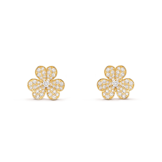 [Resenly Jewelry]FRIVOLE GOLD FLOWER DIAMOND EARRINGS