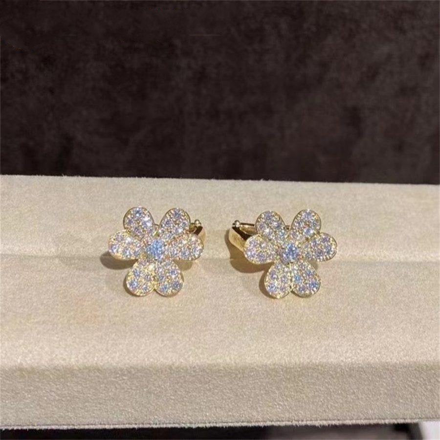 [Resenly Jewelry]FRIVOLE GOLD FLOWER DIAMOND EARRINGS