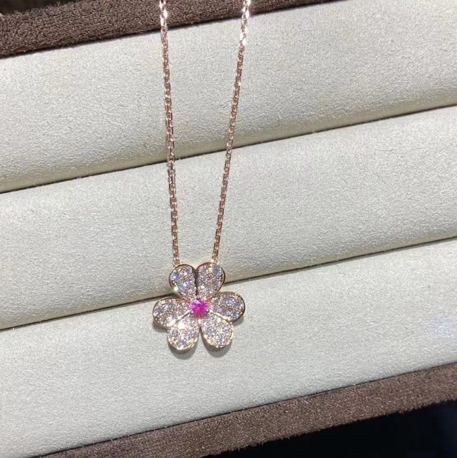[Resenly Jewelry]FRIVOLE ROSE GOLD FLOWER DIAMOND NECKLACE