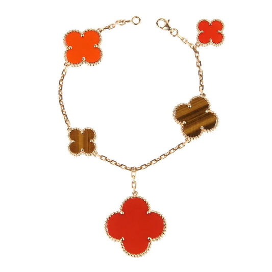[Resenly Jewelry]CLOVER BRACELET 5 MOTIFS CARNELIAN TIGER EYE