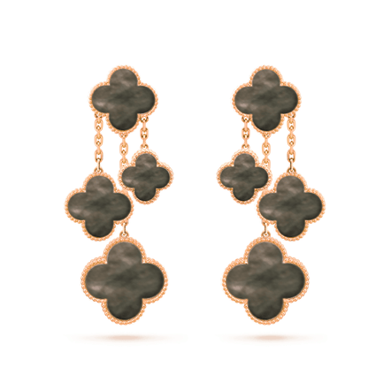 [Resenly Jewelry] クローバーピアス ダークMOP 4モチーフ ローズゴールド
