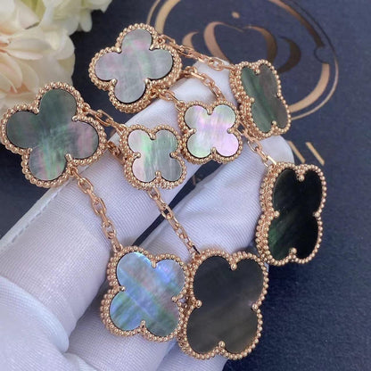 [Resenly Jewelry] クローバーピアス ダークMOP 4モチーフ ローズゴールド