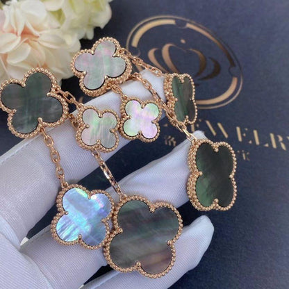 [Resenly Jewelry] クローバーピアス ダークMOP 4モチーフ ローズゴールド