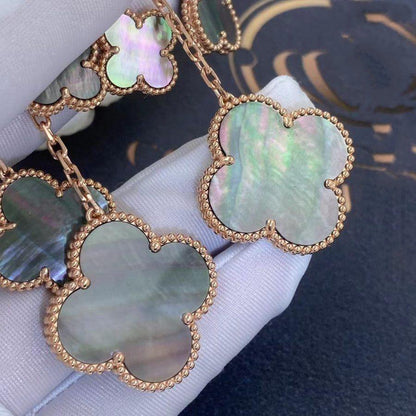 [Resenly Jewelry] クローバーピアス ダークMOP 4モチーフ ローズゴールド