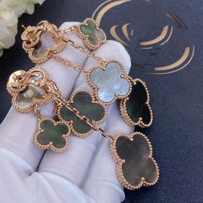 [Resenly Jewelry] クローバーピアス ダークMOP 4モチーフ ローズゴールド