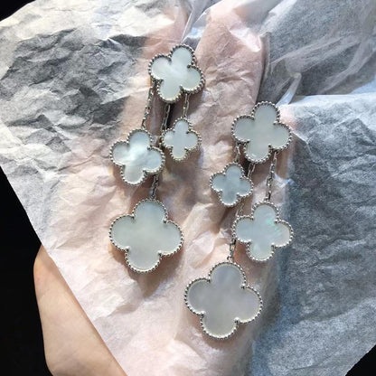 [Resenly Jewelry]CLOVER EARRINGS WHITE MOP 4 MOTIFS SILVER