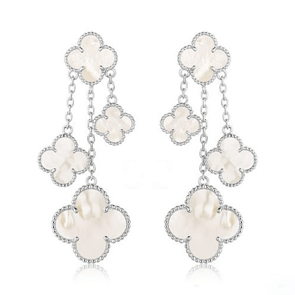 [Resenly Jewelry]CLOVER EARRINGS WHITE MOP 4 MOTIFS SILVER